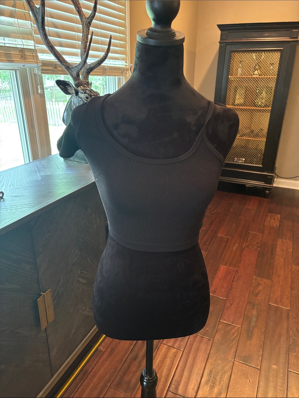 Slim-Fit Black Ribbed Crop Top